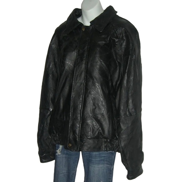 Vintage 90's Leather Jacket Black Gothic egirl alt Goth Whimsygoth Grunge y2k - Picture 3 of 16